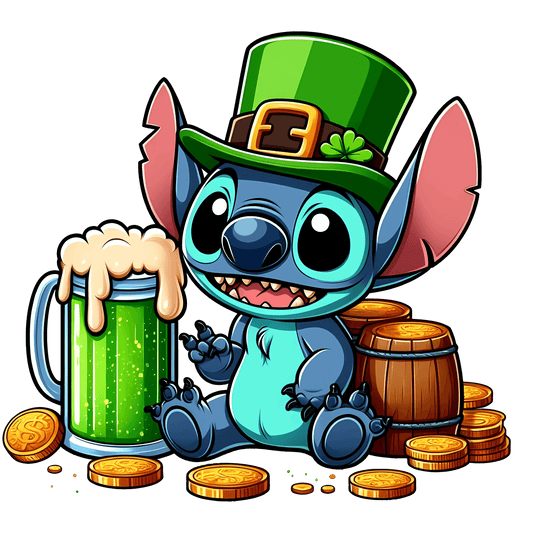 Disney Lilo & Stitch St. Patricks Day Irish Design - DTF Ready To Press - Heat Press Transfer