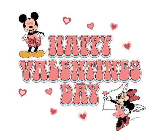 Disney Mickey Mouse Happy Valentine's Day Design - DTF Ready To Press - Heat Press Transfer