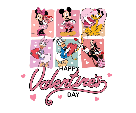 Disney Mickey Mouse Happy Valentine's Day Design - DTF Ready To Press - Heat Press Transfer
