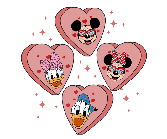 Disney Mickey Mouse Valentine's Day Heart Design - DTF Ready To Press - Heat Press Transfer