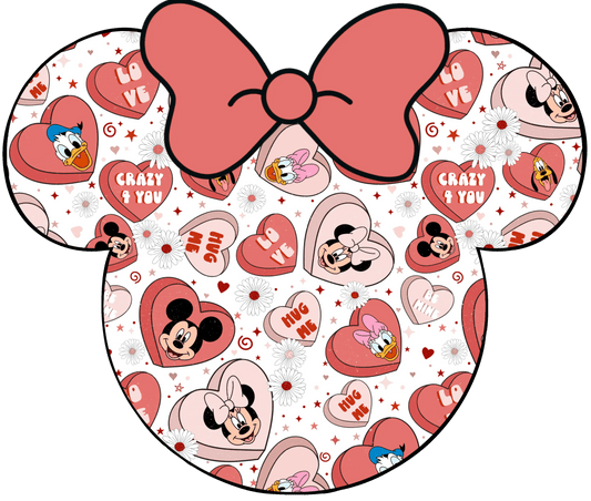 Disney Minnie Mouse Hug Me Valentine Design - DTF Ready To Press - Heat Press Transfer