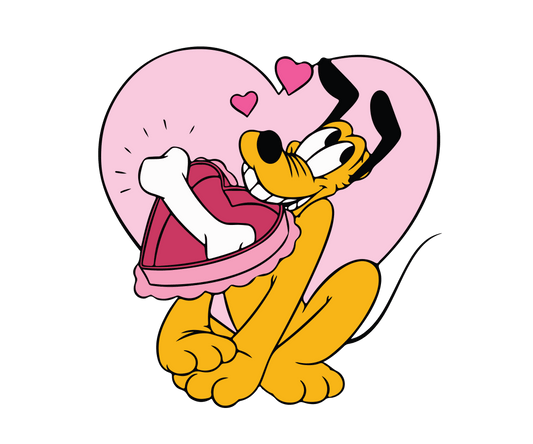 Disney Pluto Valentine's Day Design - DTF Ready To Press - Heat Press Transfer
