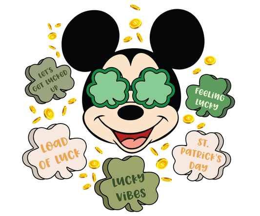 Disney Saint Patrick's Day Mickey Lucky Vibes Design - DTF Ready To Press - Heat Press Transfer