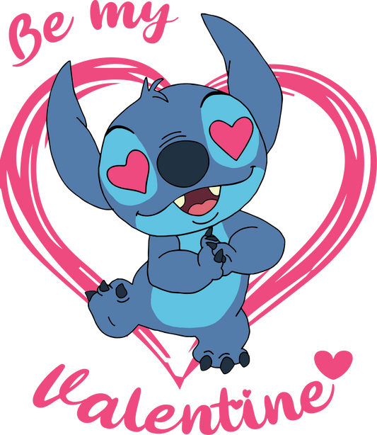 Disney Stitch Be My Valentine Design - DTF Ready To Press - Heat Press Transfer