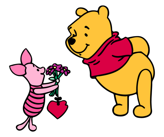 Disney Winnie The Pooh And Piglet Valentine's Day Be Mine Design - DTF Ready To Press - Heat Press Transfer