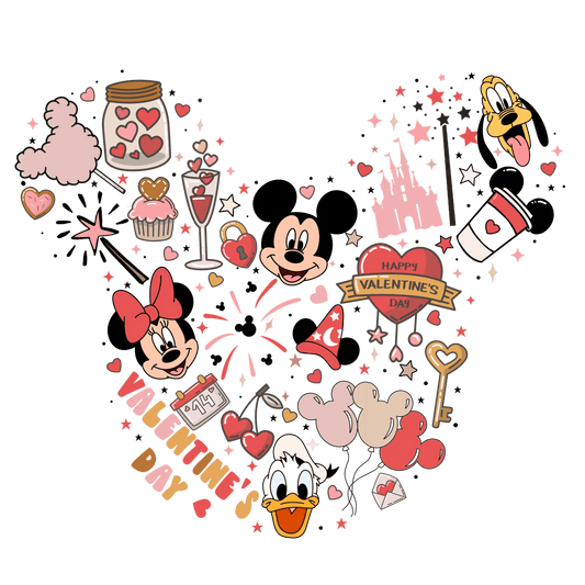 Disneyland Happy Valentine's Day Design - DTF Ready To Press - Heat Press Transfer