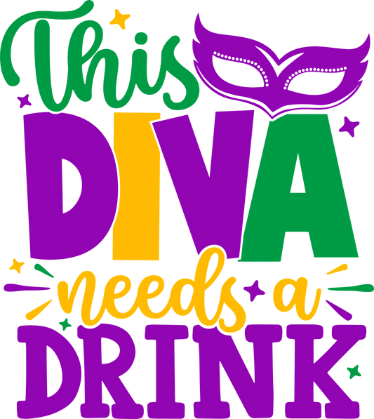 Diva Drink Theme - DTF Ready to Press - Heat Press Transfer