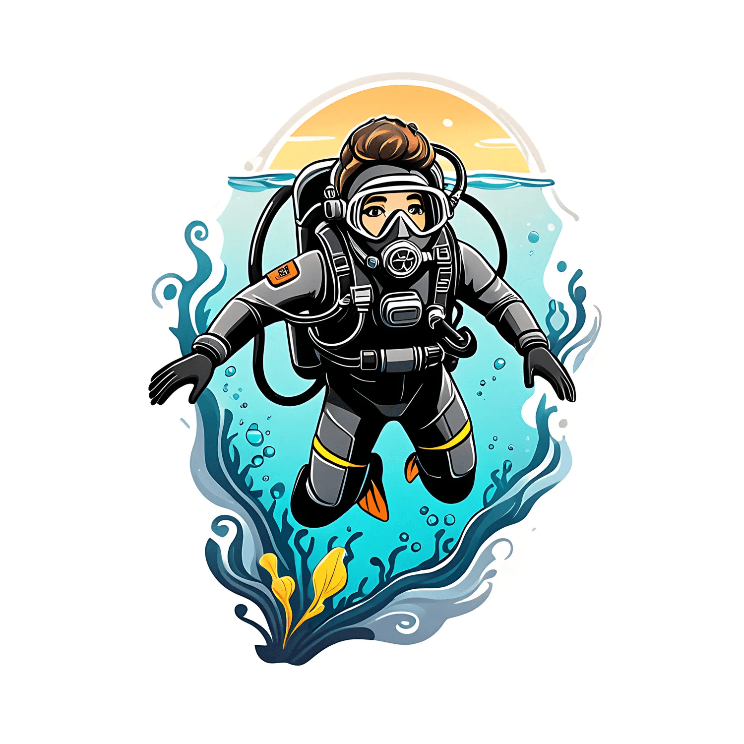 Diver Adventure - UV Sticker - Heat Press Transfer