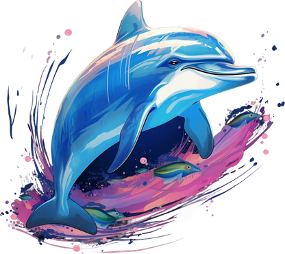 Dolphin Splash - DTF Ready to Press - Heat Press Transfer