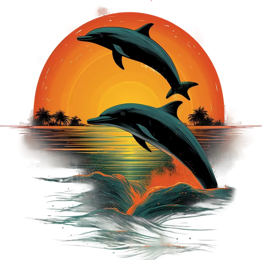 Dolphin Sunset - DTF Ready to Press - Heat Press Transfer