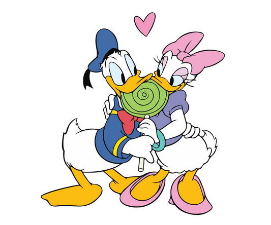 Donald And Daisy Duck Valentine's Day Design - DTF Ready To Press - Heat Press Transfer
