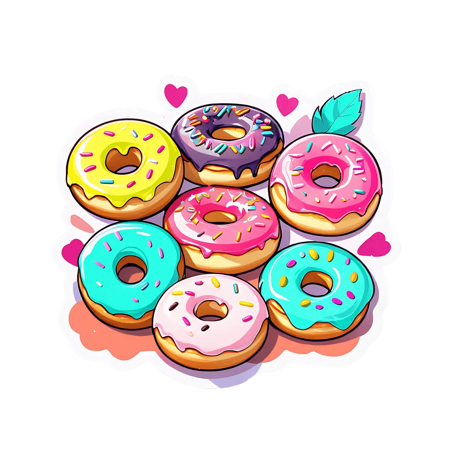 Donut Love Sticker - Fun & Colorful UV Durable - Heat Press Transfer