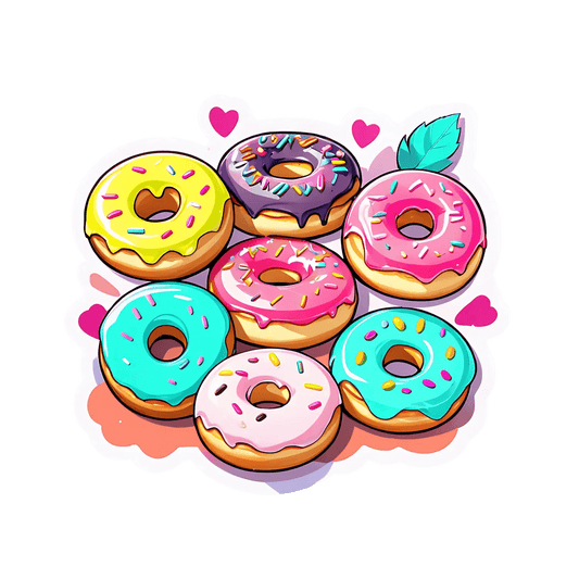 Donut Love Sticker - Fun & Colorful UV Durable - Heat Press Transfer