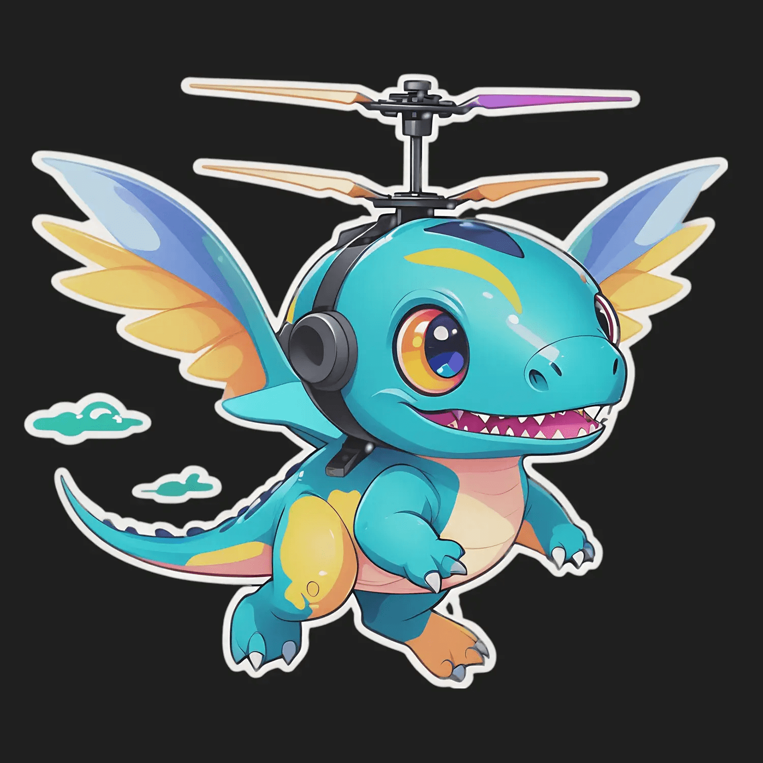 Dragon Helicopter Hybrid - Sticker - Heat Press Transfer