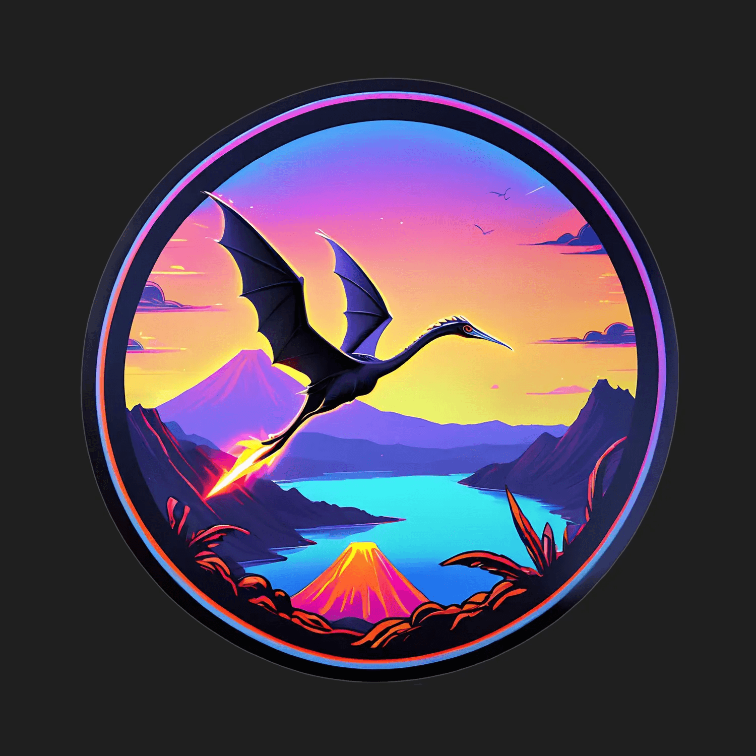 Dragon Sunset - Vibrant Sticker - Heat Press Transfer