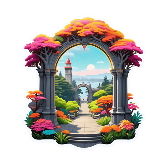 Dreamy Archway Sticker - Colorful Scenic Artwork - Heat Press Transfer