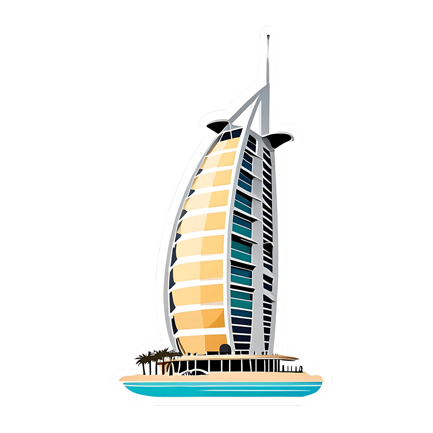 Dubai Skyline - Sail Tower Sticker - Heat Press Transfer