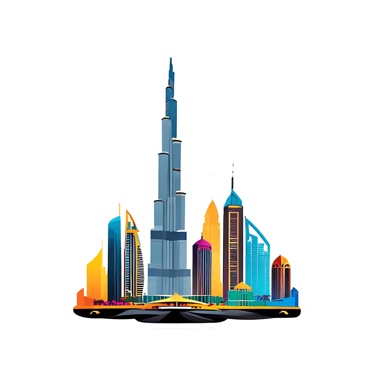 Dubai Skyline - UV DTF Sticker - Heat Press Transfer