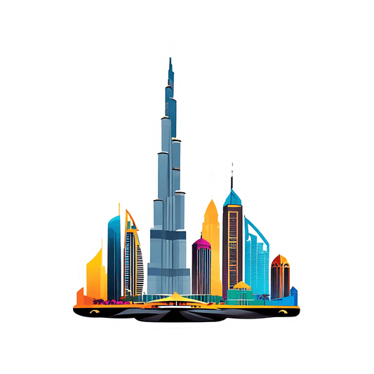 Dubai Skyline - UV DTF Sticker - Heat Press Transfer