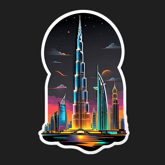 Dubai Skyline Sticker - Vibrant Cityscape Design - Heat Press Transfer