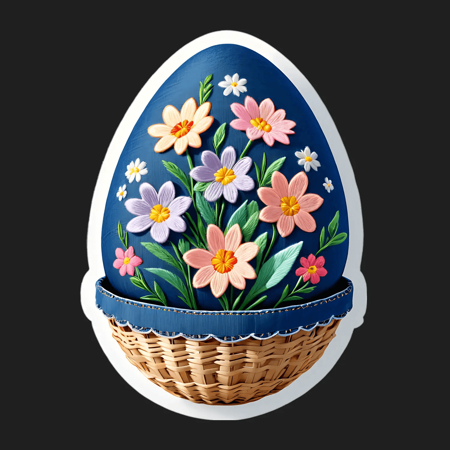 Easter Basket Floral - Sticker - Heat Press Transfer