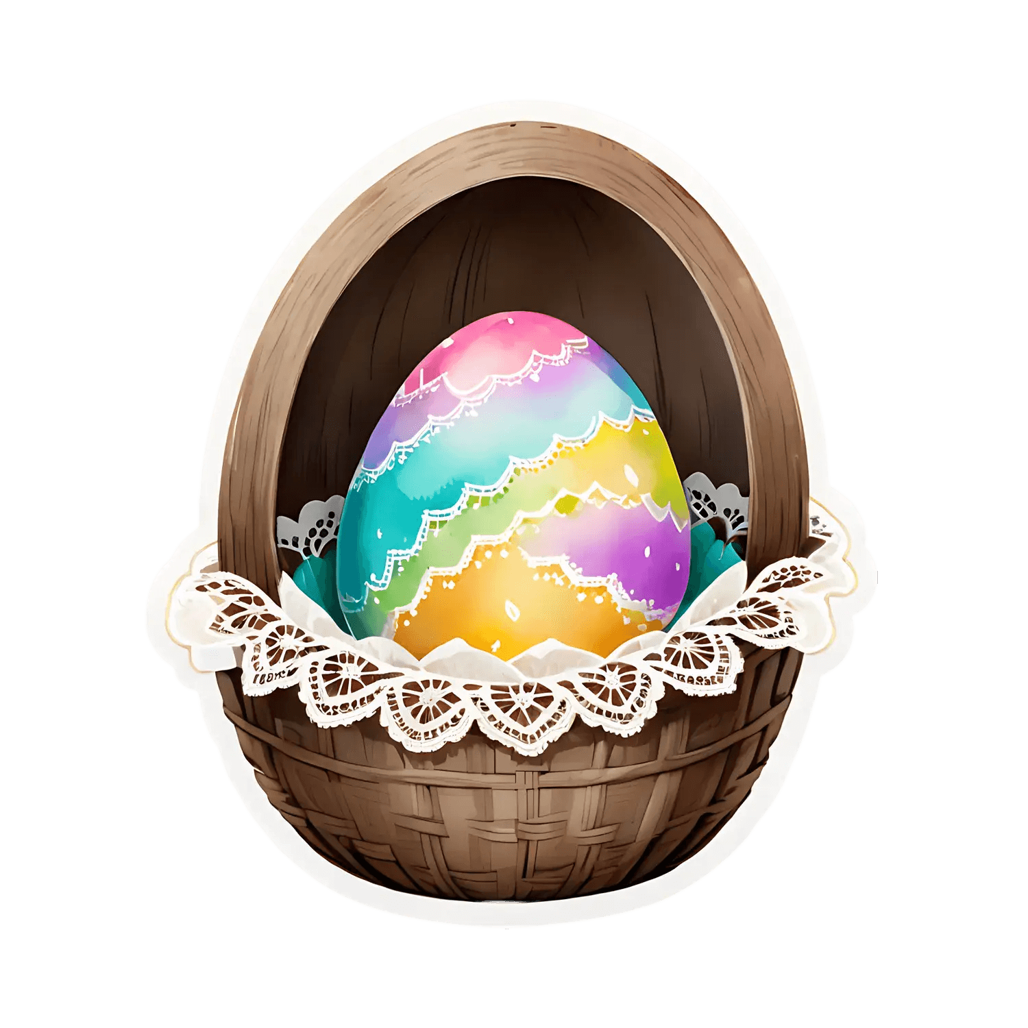 Easter Egg Basket - Colorful Sticker - Heat Press Transfer