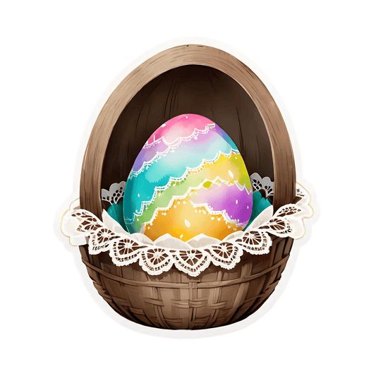 Easter Egg Basket - Colorful Sticker - Heat Press Transfer