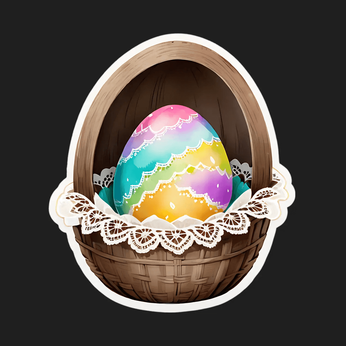 Easter Egg Basket - Colorful Sticker - Heat Press Transfer