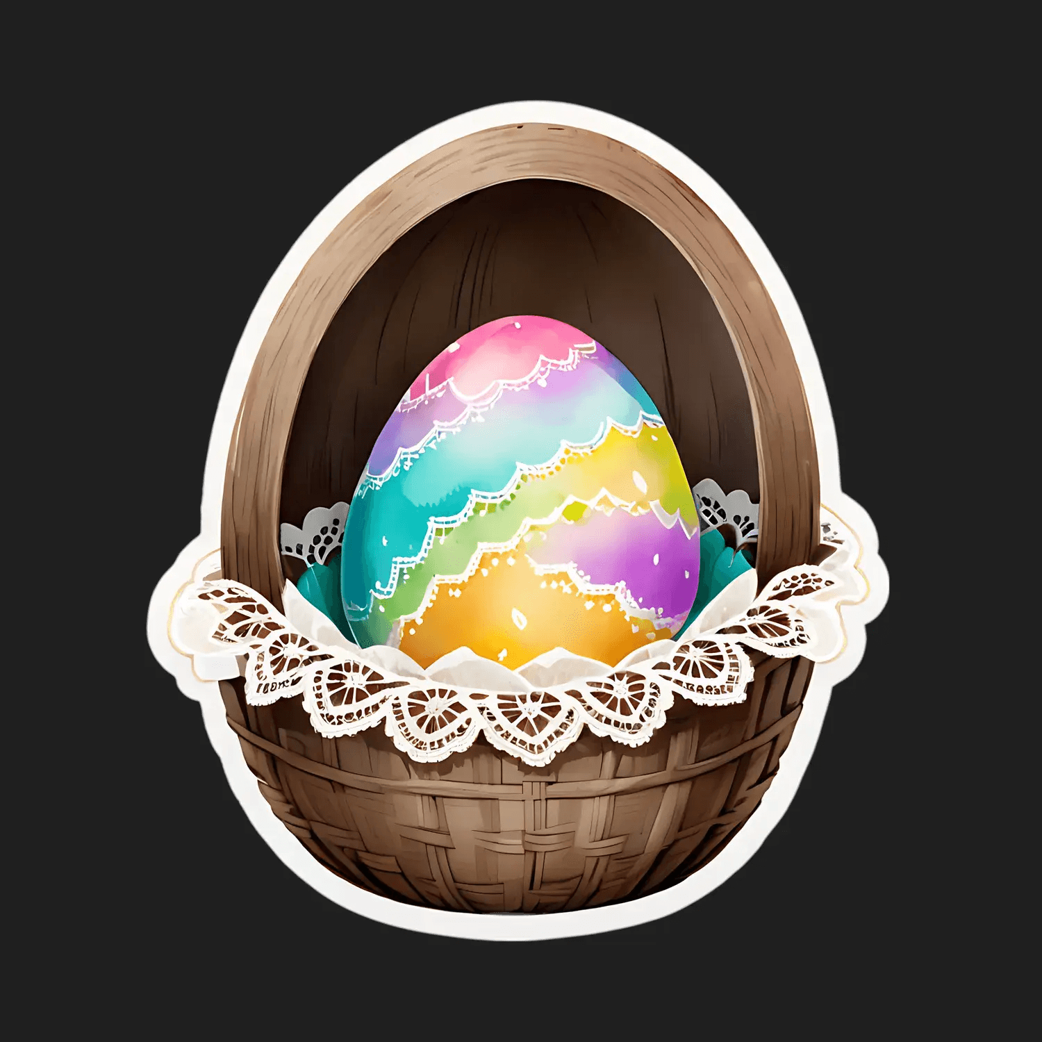 Easter Egg Basket - Colorful Sticker - Heat Press Transfer