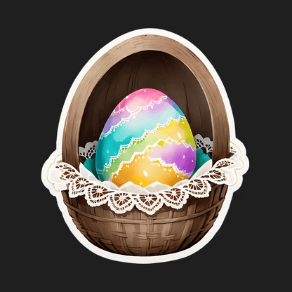 Easter Egg Basket - Colorful Sticker - Heat Press Transfer