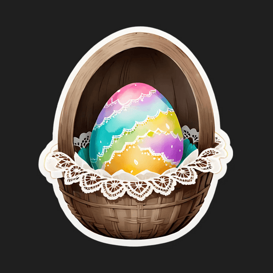 Easter Egg Basket - Colorful Sticker - Heat Press Transfer