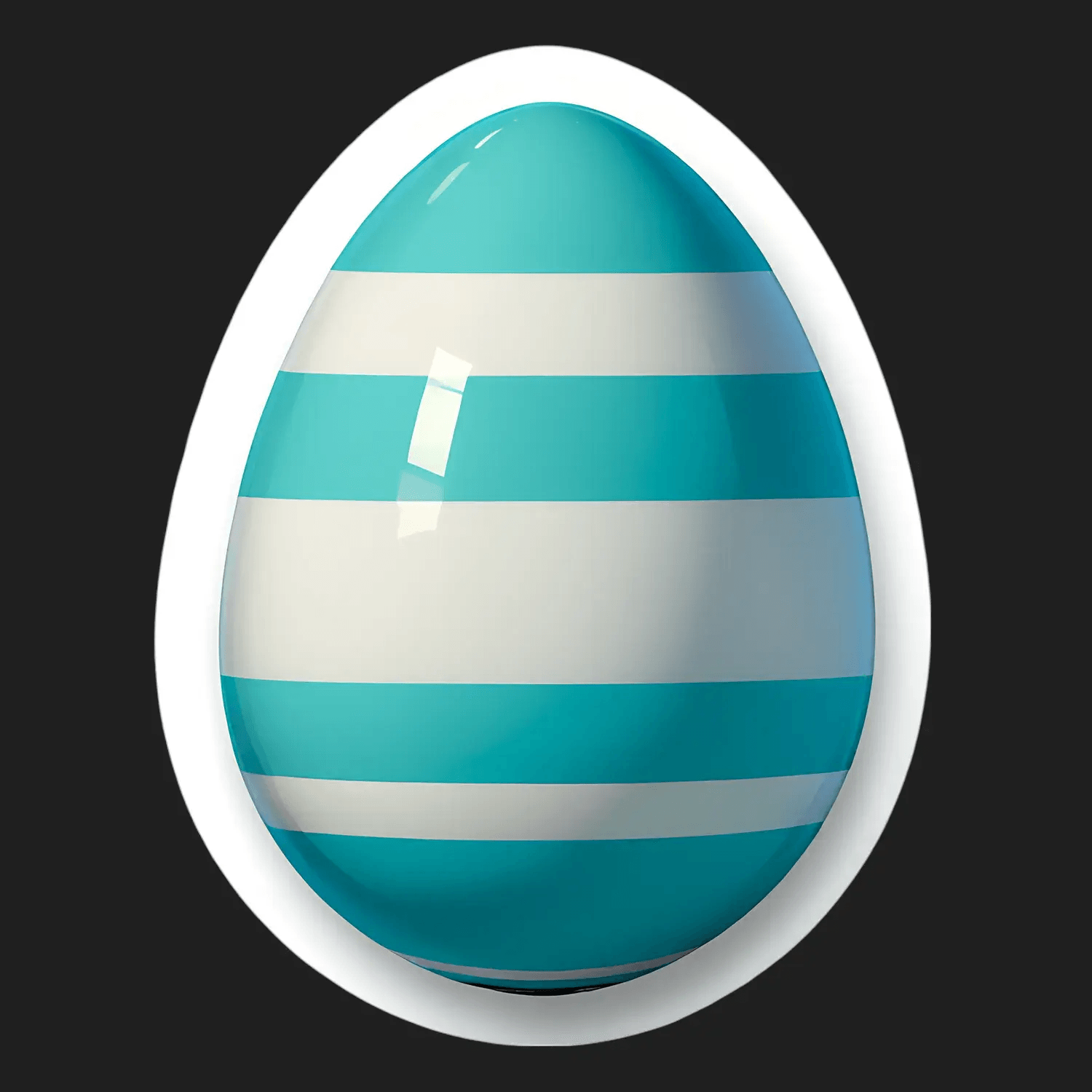 Easter Egg Sticker - Blue and White Striped - Heat Press Transfer