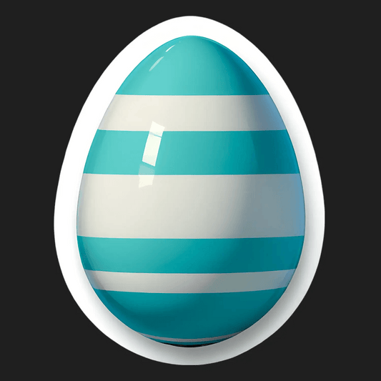 Easter Egg Sticker - Blue and White Striped - Heat Press Transfer
