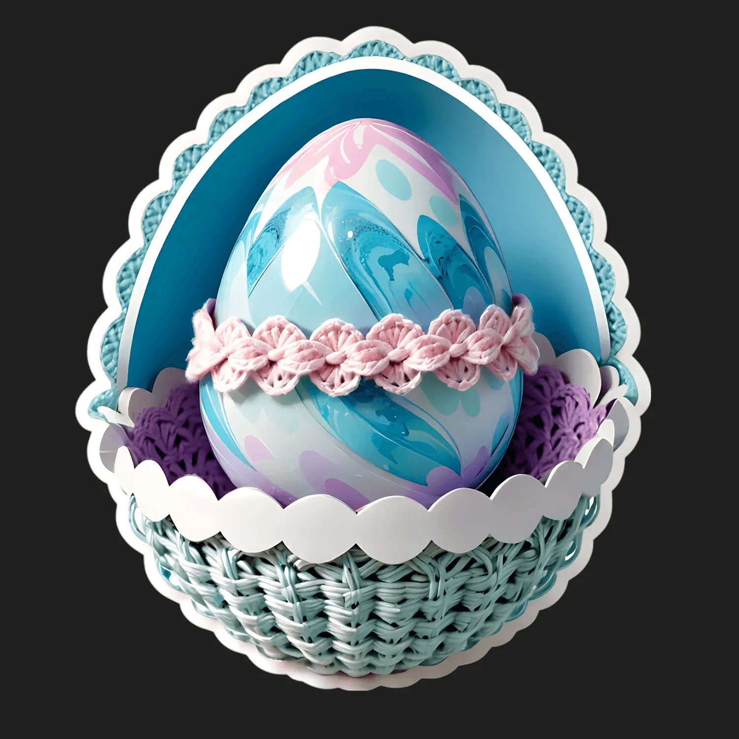 Easter Egg Sticker - Decorative Colorful Motif - Heat Press Transfer