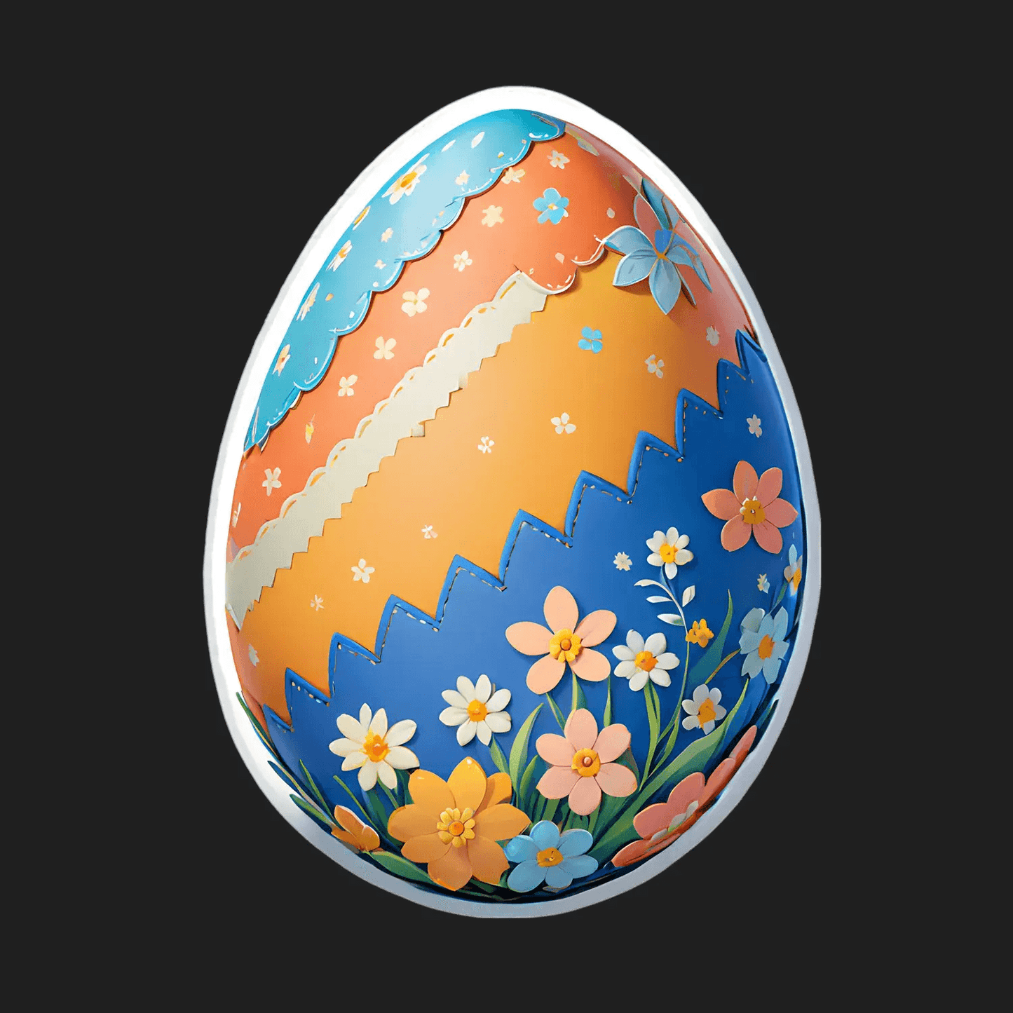 Easter Egg Sticker - Floral UV DTF - Heat Press Transfer