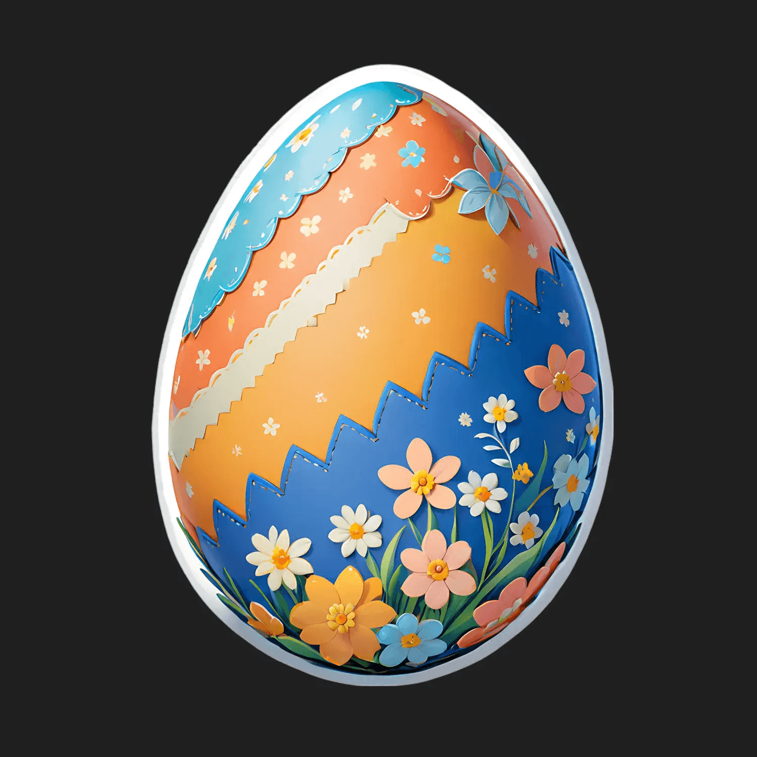 Easter Egg Sticker - Floral UV DTF - Heat Press Transfer
