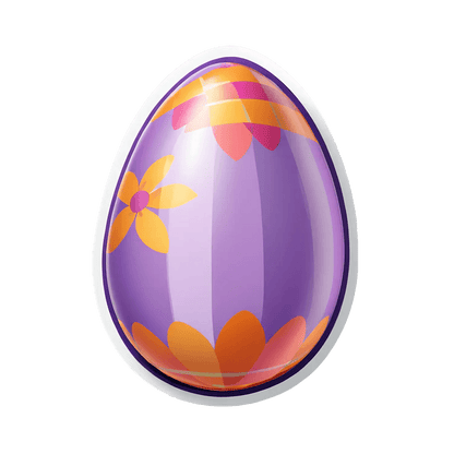 Easter Egg Sticker - Purple Floral Design - Heat Press Transfer