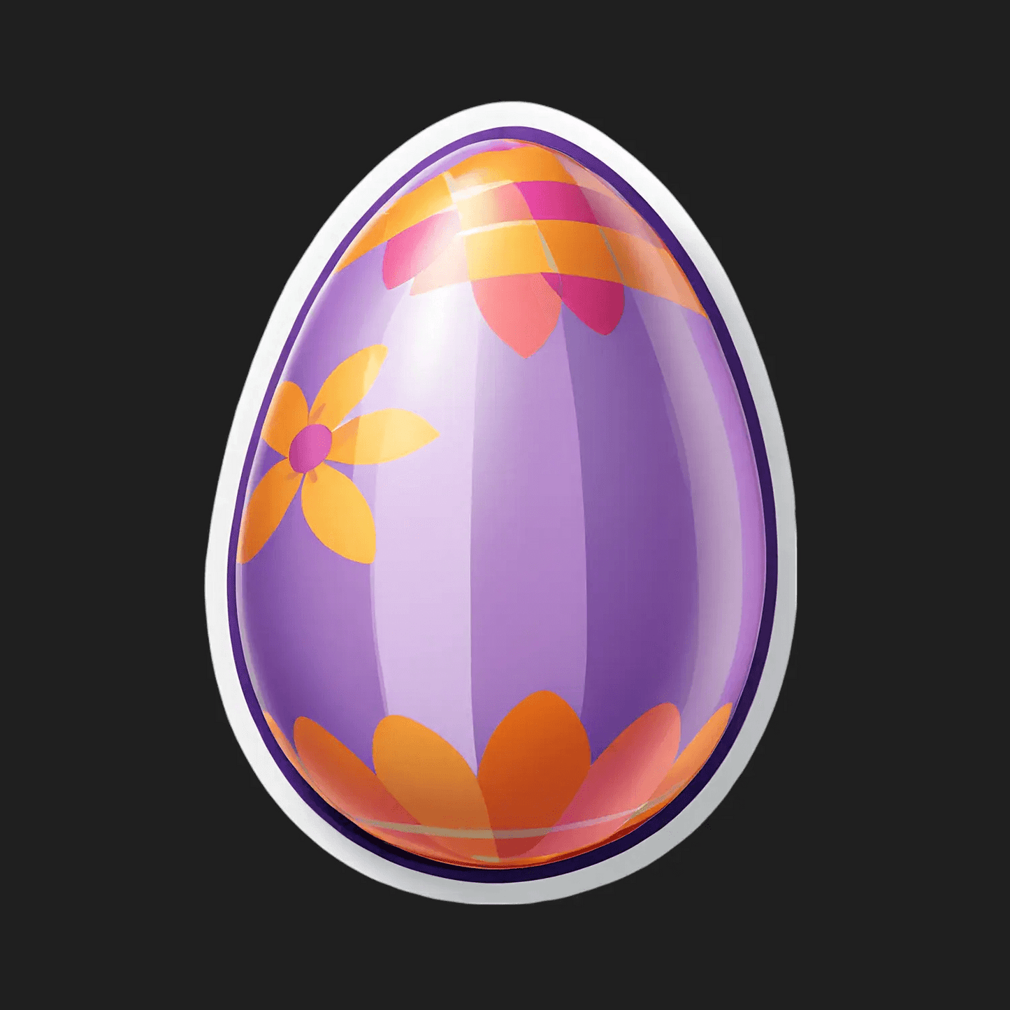 Easter Egg Sticker - Purple Floral Design - Heat Press Transfer