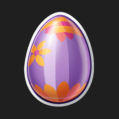 Easter Egg Sticker - Purple Floral Design - Heat Press Transfer