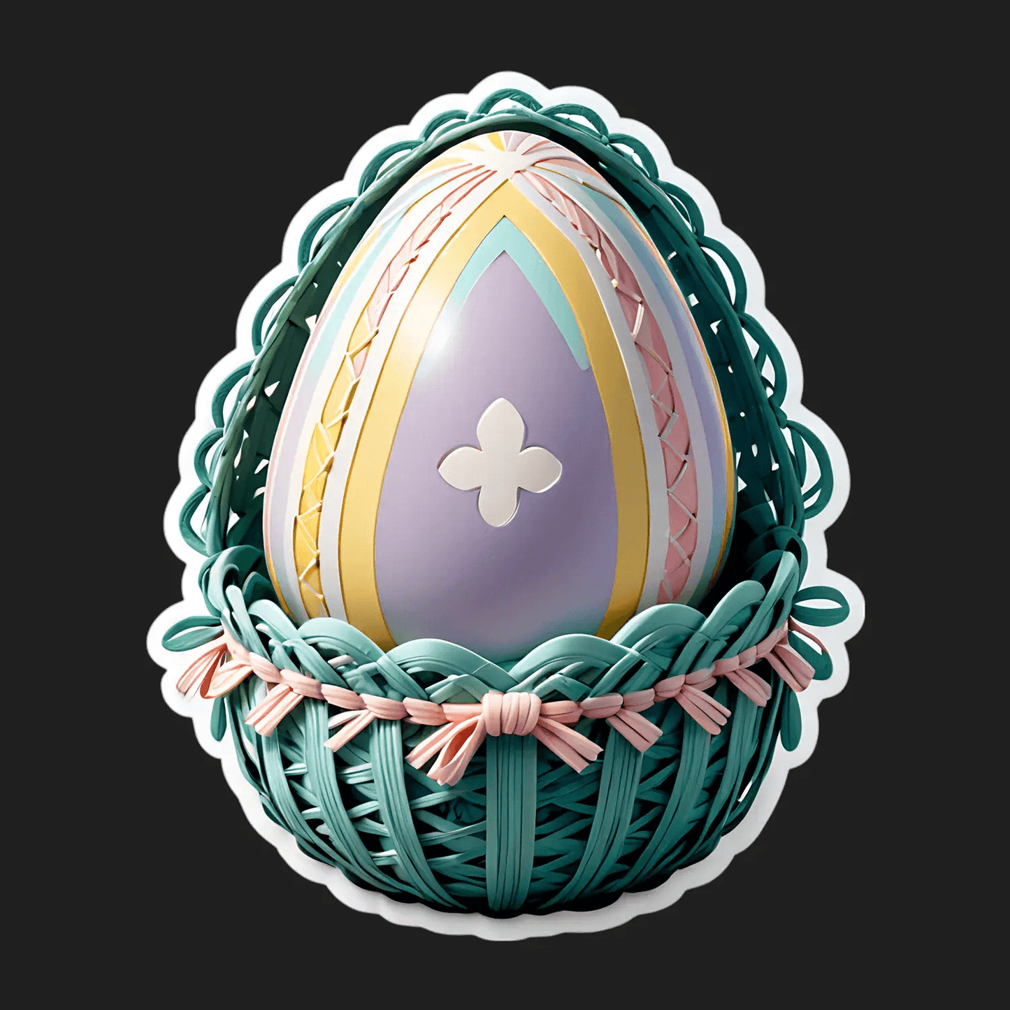 Easter Egg Sticker - Vibrant Decorative Design - Heat Press Transfer