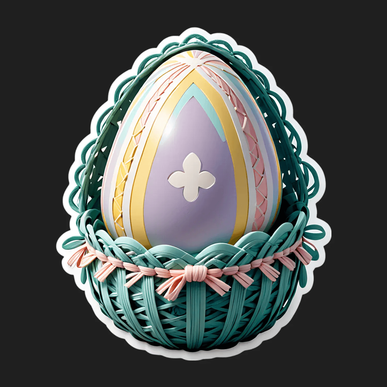 Easter Egg Sticker - Vibrant Decorative Design - Heat Press Transfer