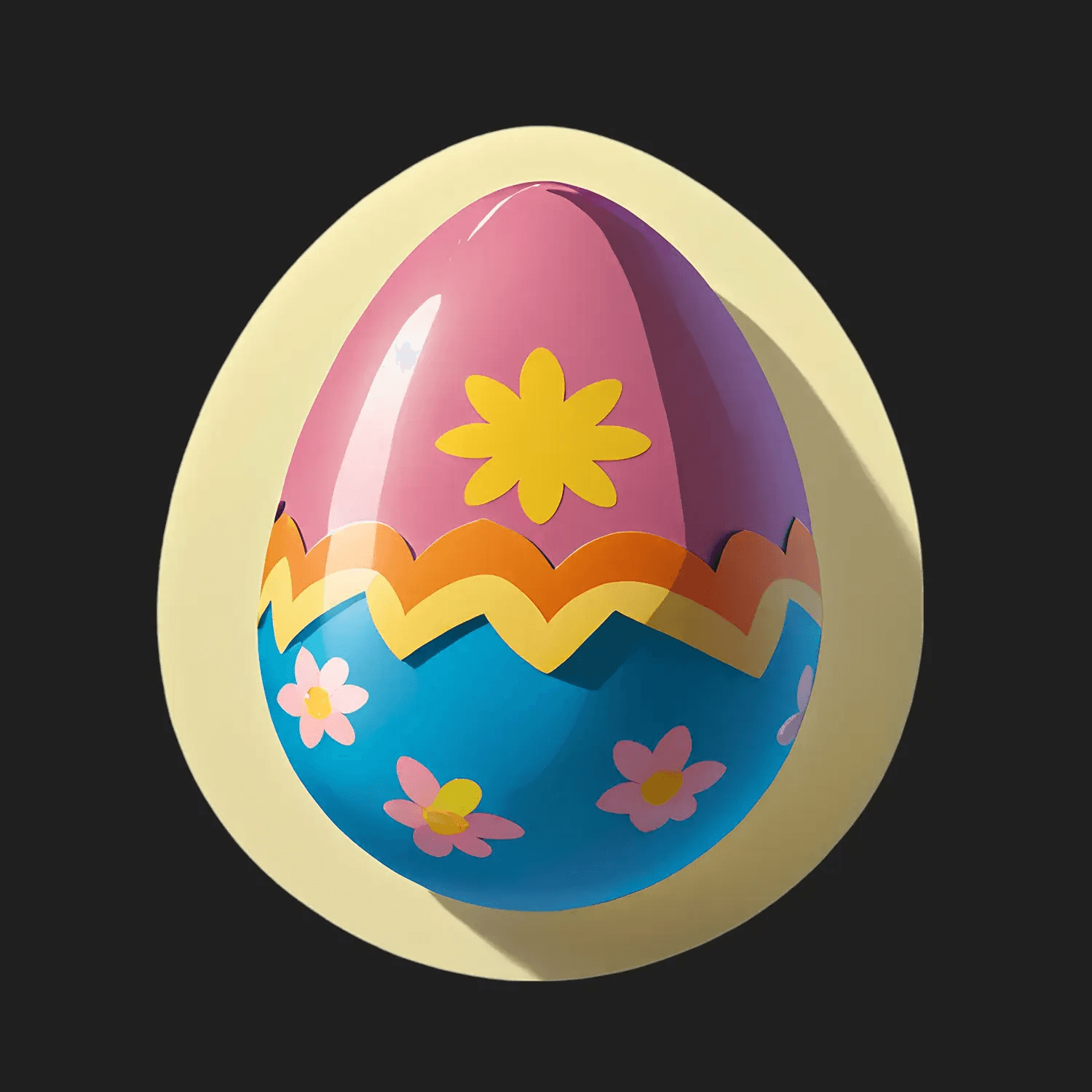 Easter Egg Sticker - Vibrant Floral Design - Heat Press Transfer