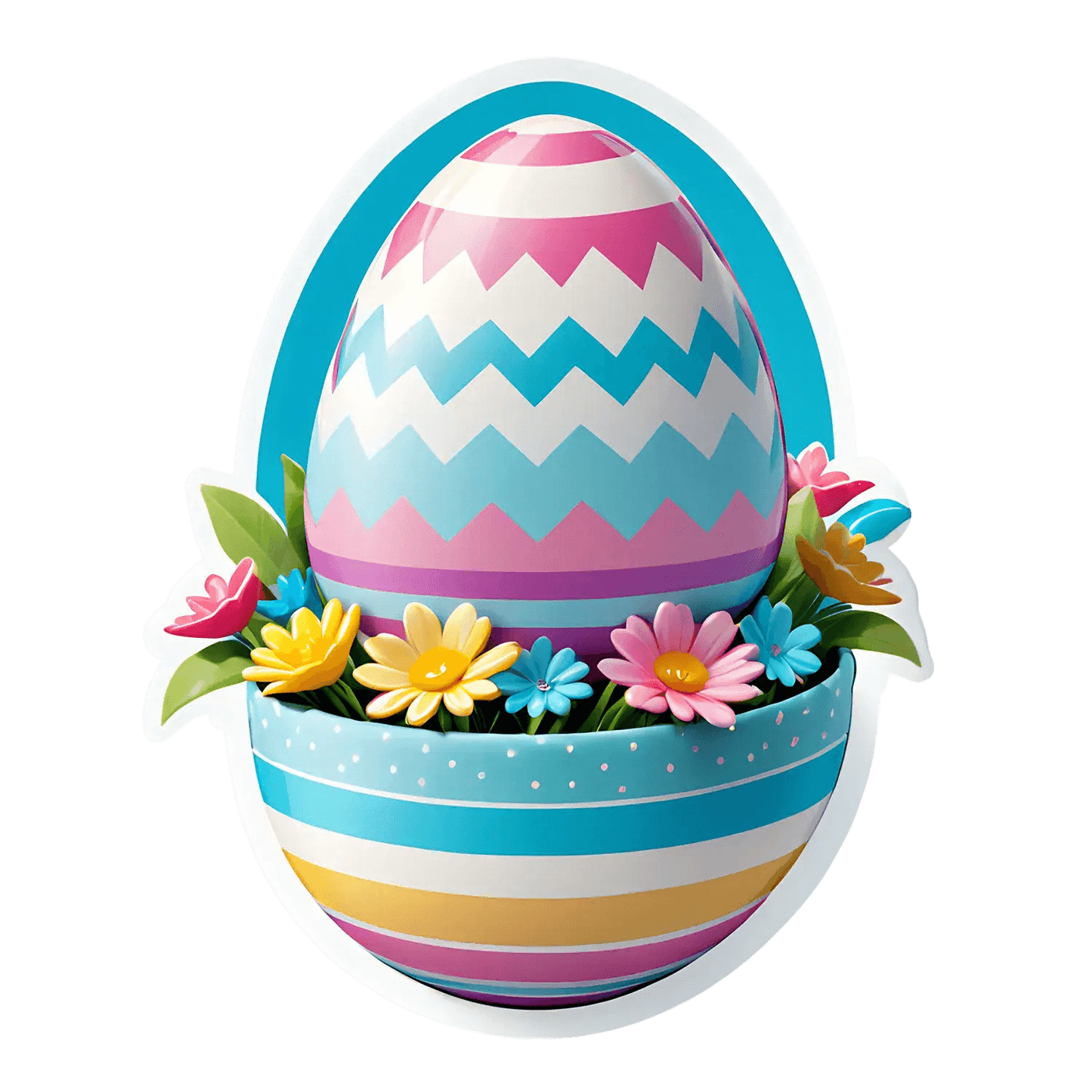 Easter Egg Sticker - Vibrant Floral Design - Heat Press Transfer