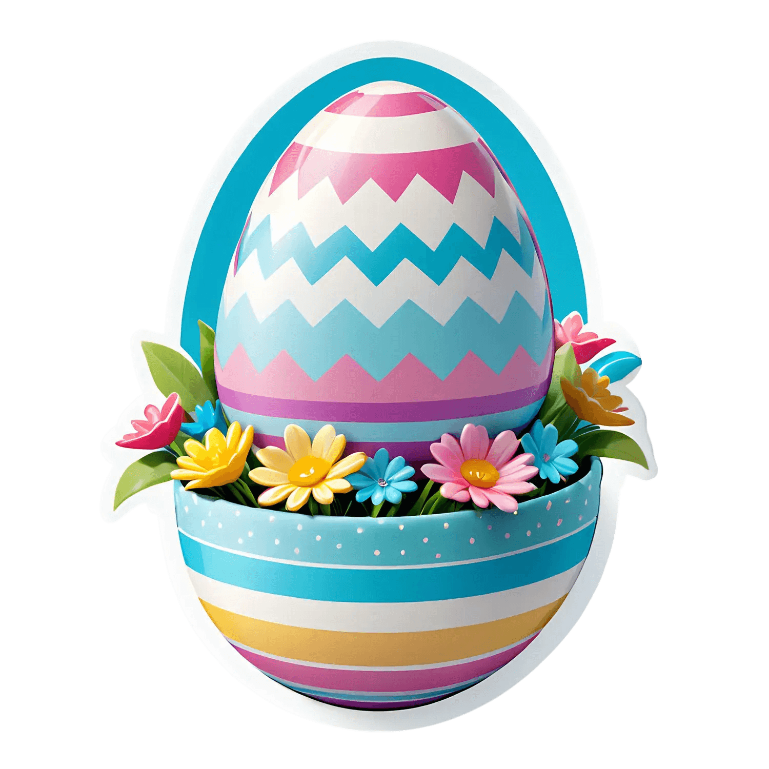 Easter Egg Sticker - Vibrant Floral Design - Heat Press Transfer