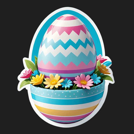 Easter Egg Sticker - Vibrant Floral Design - Heat Press Transfer