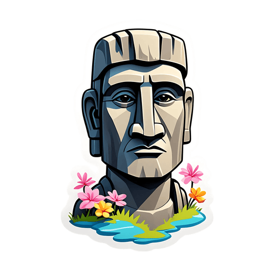 Easter Island Moai - Tropical Sticker - Heat Press Transfer