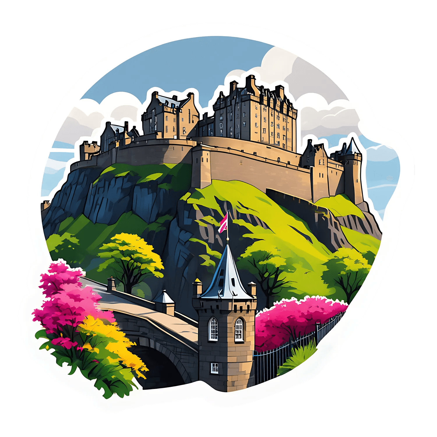 Edinburgh Castle View - Sticker - Heat Press Transfer
