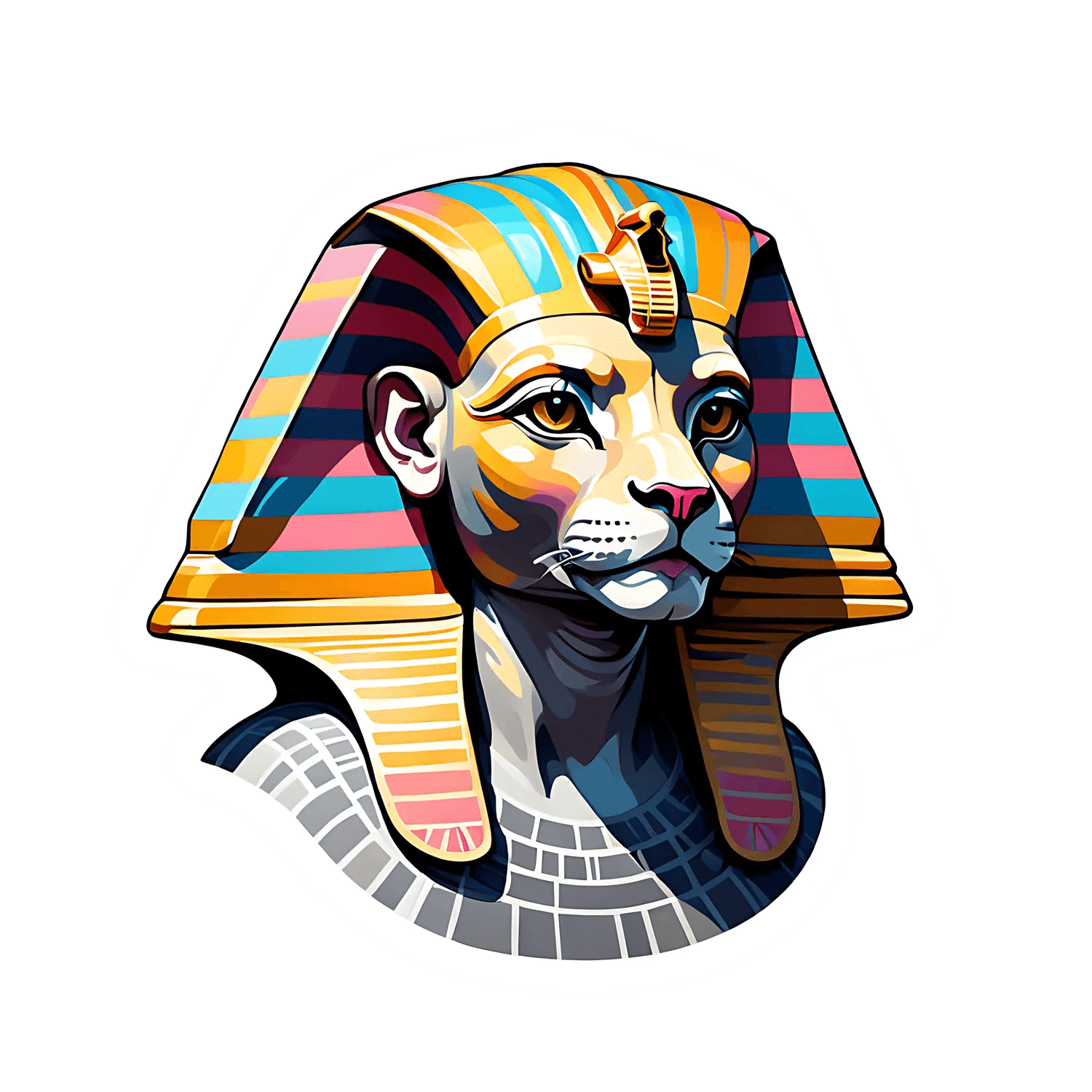 Egyptian Sphinx Colorful Sticker - Heat Press Transfer