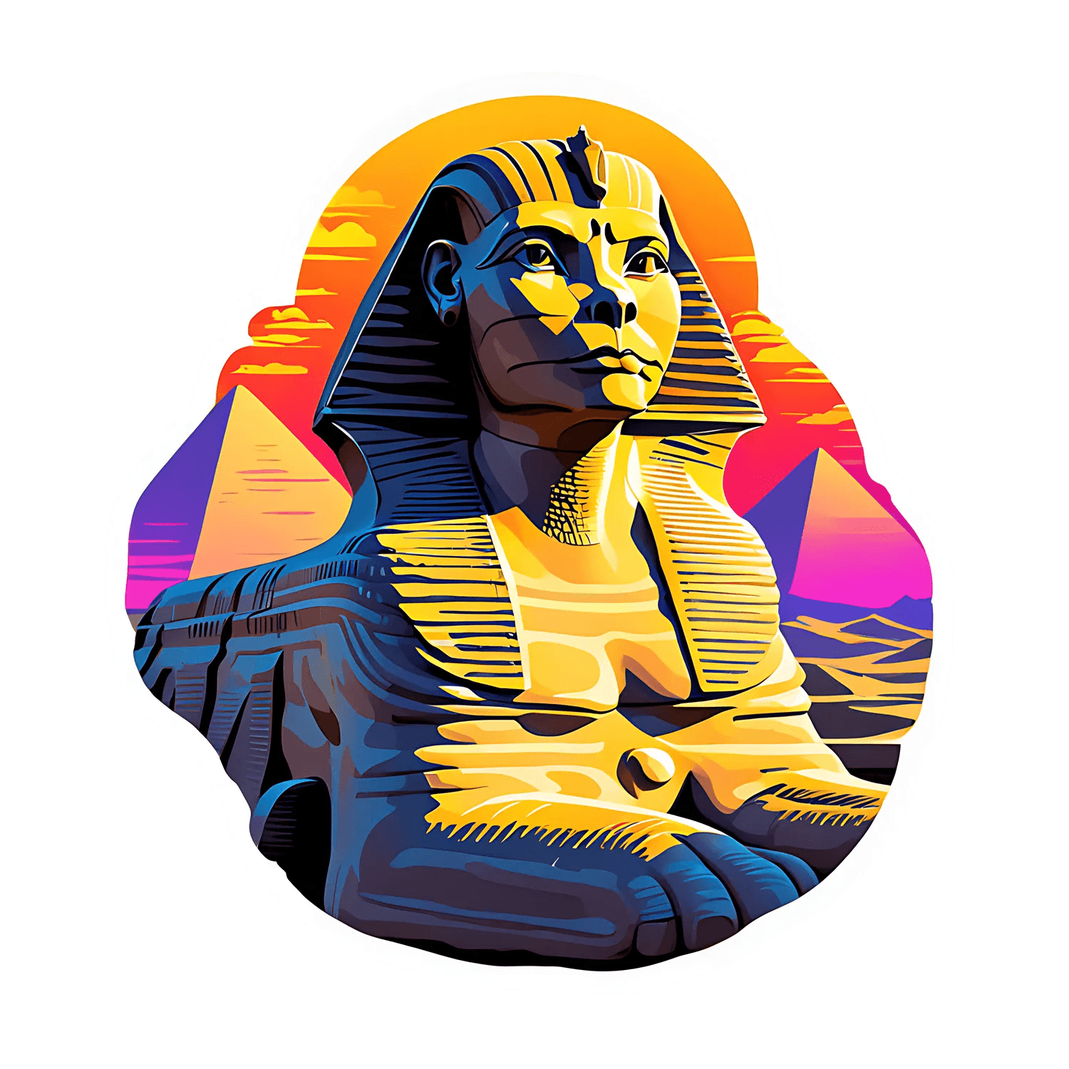 Egyptian Sphinx Sticker - Vibrant Sunset Design - Heat Press Transfer