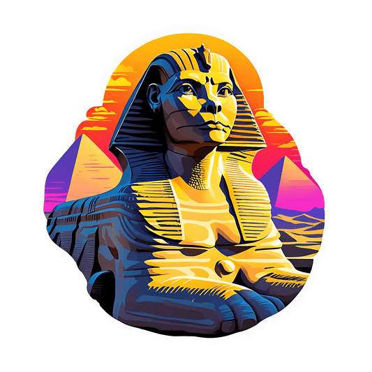 Egyptian Sphinx Sticker - Vibrant Sunset Design - Heat Press Transfer